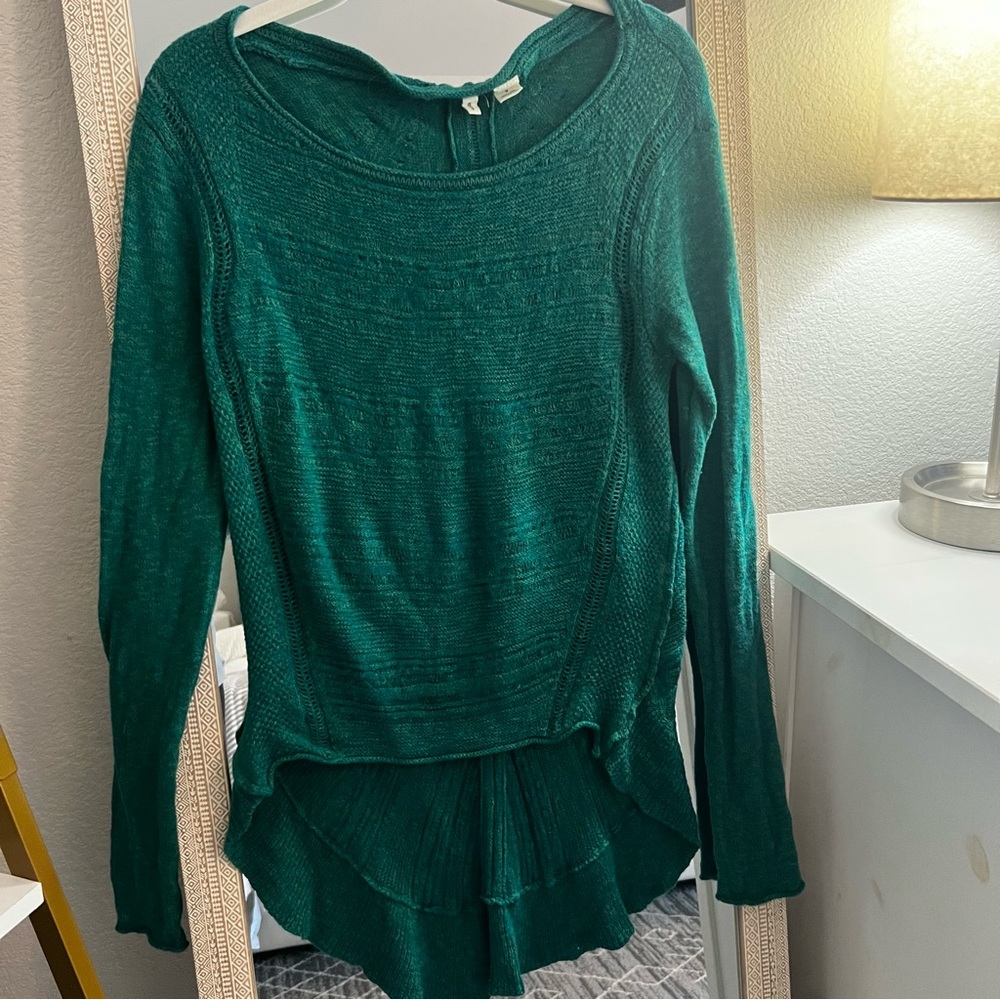 Anthropologie Moth Green Pullover High Low Sweater